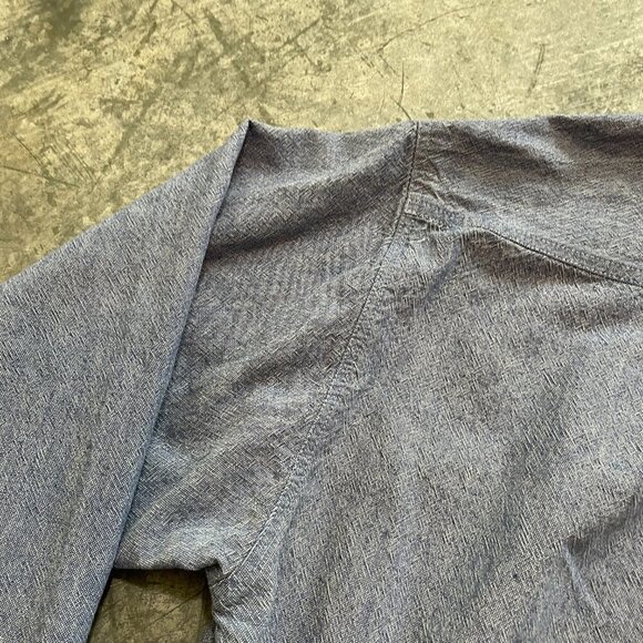 Vintage Lee Leather Patch Denim Button Up Shirt Large - Picture 9 of 10